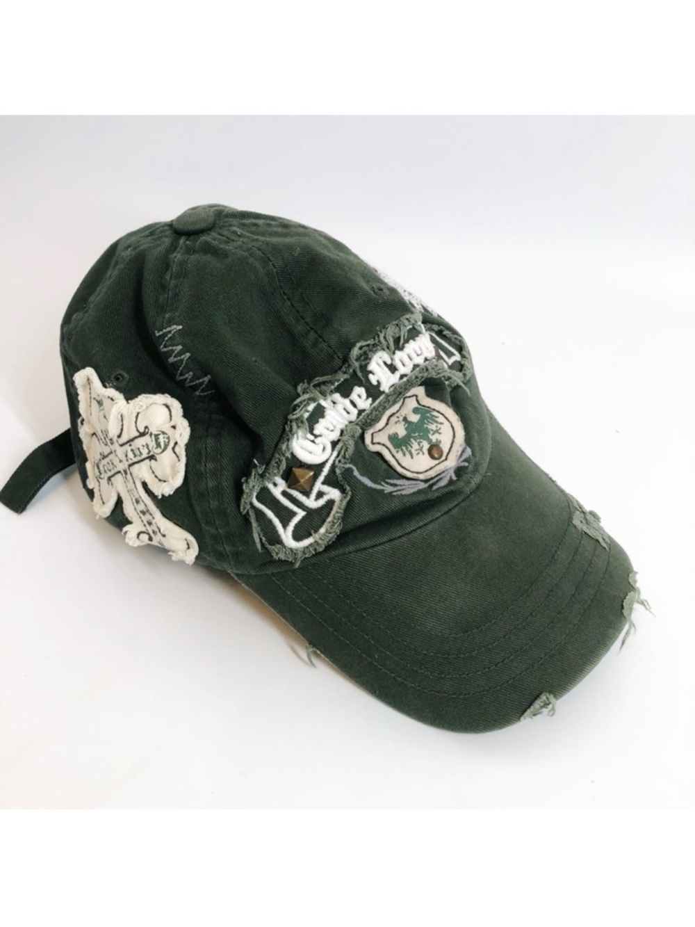 Leader Croix de Lorraine Distressed Green Baseball Cap